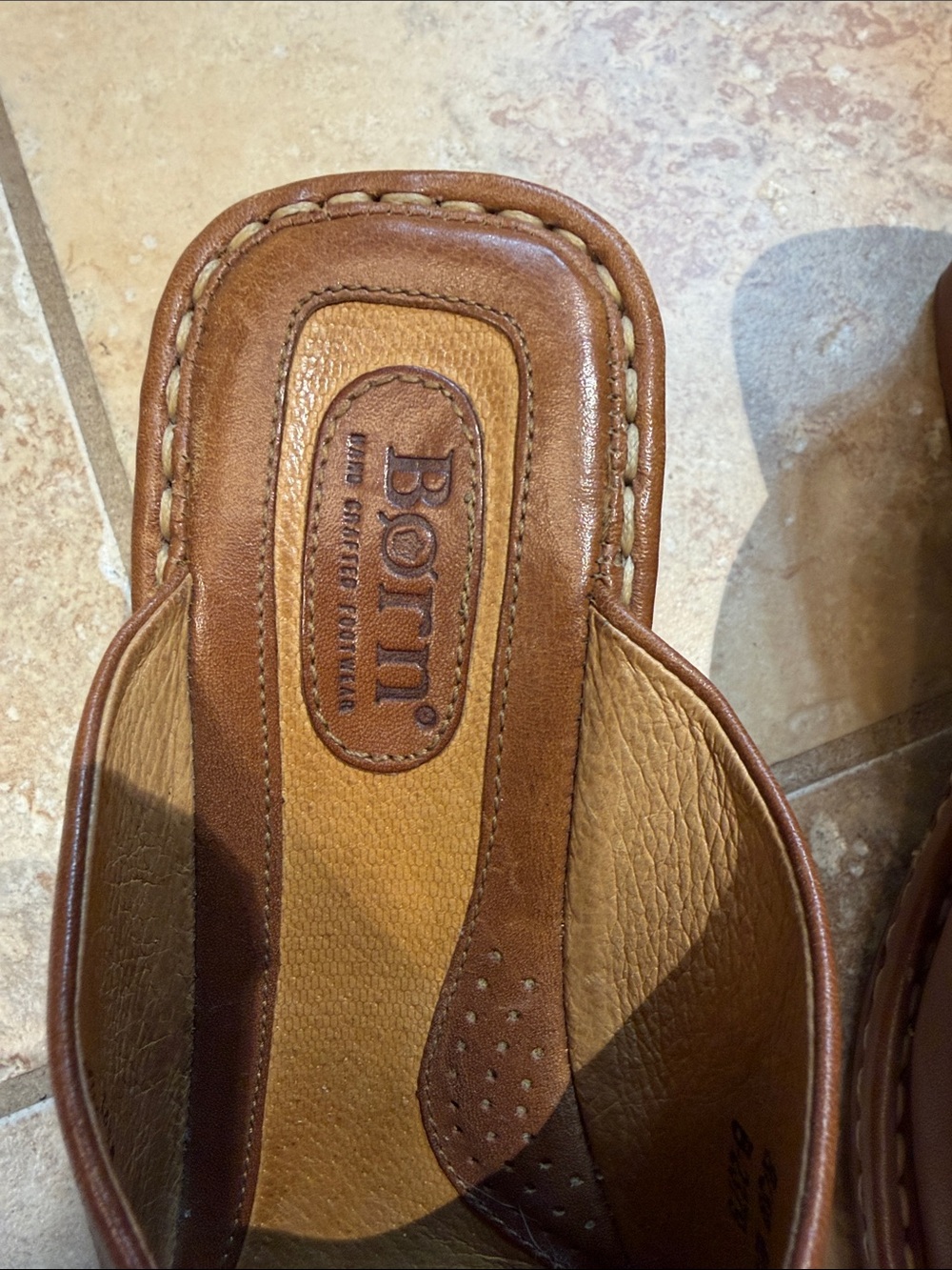 Born Brown Leather Wedge Mule Clogs - Picture 8 of 8